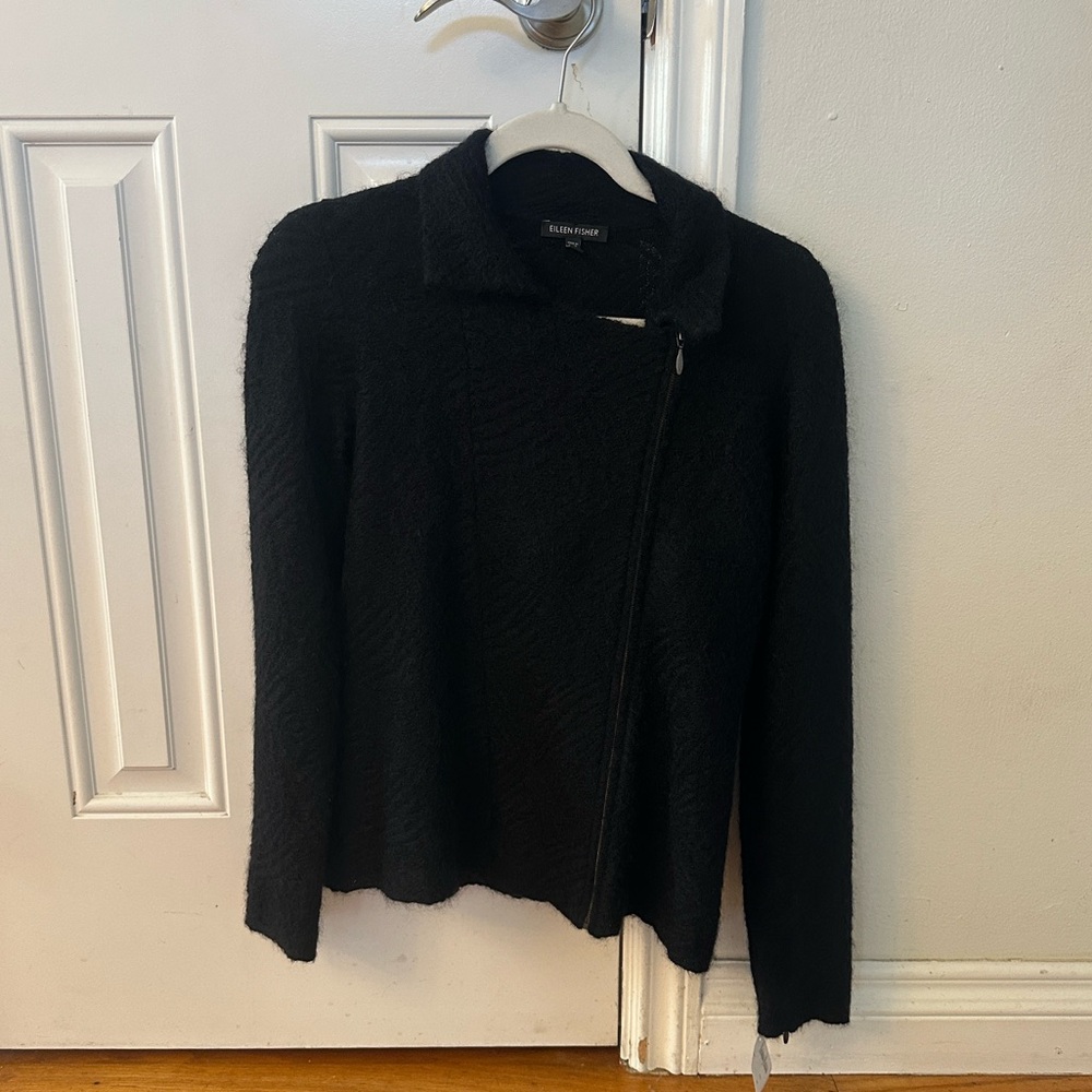 NWT Eileen Fisher Black Mohair Zip-Up Sweater • Size XS • Orig. $220 - Picture 5 of 9